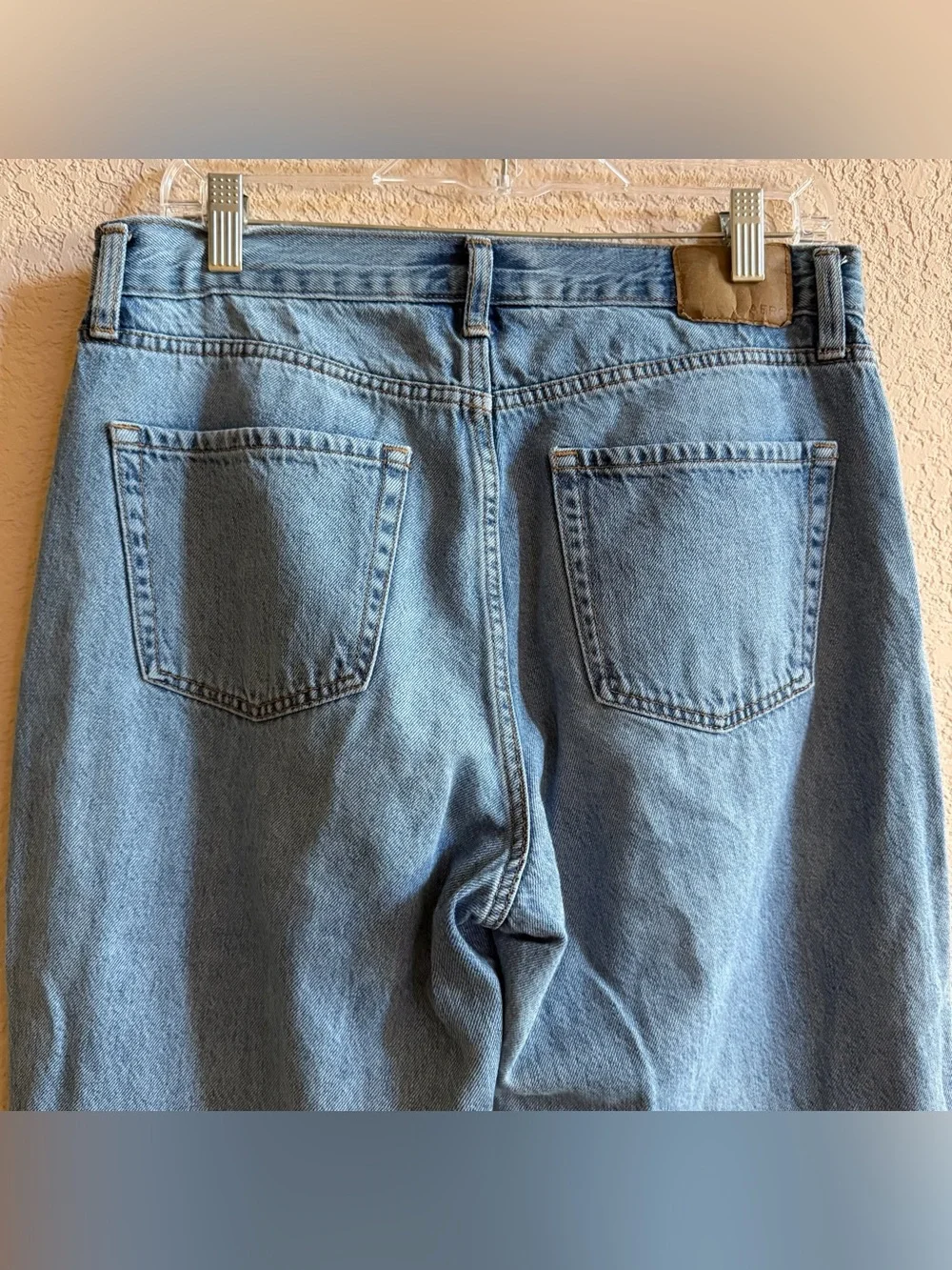 Aerpopstale Jeans Women's 8 Blue Medium Wash High Rise Boyfriend Flare Jeans